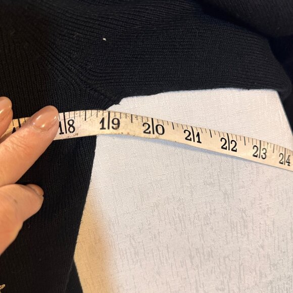 Vintage Kikit Black Christmas Sweater Red Poinsettia Embroidery Beaded Accents H - Picture 6 of 8